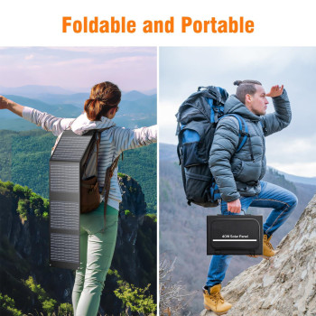 Portable Solar Panel Charger 40W Foldable Solar Panel For Portable Power Station Iphone Ipad Laptop Camping Solar Panels Wit