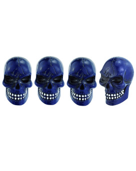 Abfer Skull Tire Wheel Air Cap Valve Stem Covers Car Decorative Accessories Fit Most Vehicle Truck Motorcycles Bikes, Blue