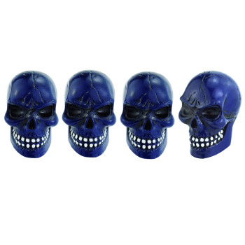 Abfer Skull Tire Wheel Air Cap Valve Stem Covers Car Decorative Accessories Fit Most Vehicle Truck Motorcycles Bikes, Blue