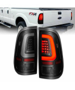 Anzo 311379 LED Tail Lights with Bar Housing Smoke Lens for 2008-2016 Ford F-250&44; Black