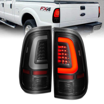 Anzo 311379 LED Tail Lights with Bar Housing Smoke Lens for 2008-2016 Ford F-250&44; Black