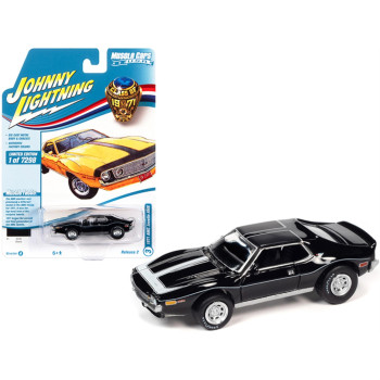 1971 AMC Javelin AMX Black with White Stripes Class of 1971 Limited Edition to 7298 pieces Worldwide Muscle Cars USA Series 1/64 Diecast Model Car by Johnny Lightning