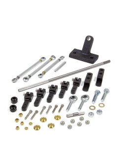 72-2000 Side Mount Throttle Linkage Dual Quad Aluminum-Steel Black Anodize-Zinc Oxide - Dominator Carburetors