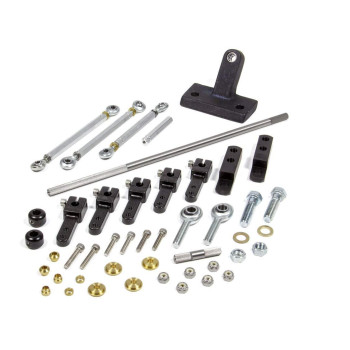 72-2000 Side Mount Throttle Linkage Dual Quad Aluminum-Steel Black Anodize-Zinc Oxide - Dominator Carburetors