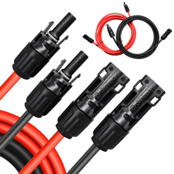 Trisinger 10Awg Solar Panel Extension Cable 1500V 70A 10 Feet 20 Feet With Ip68 Pv Female And Male Connector 1Black 1 Red 20