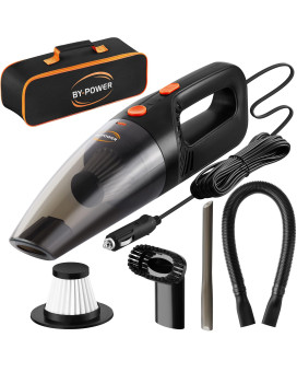 Bypower Car Vacuum Cleaner Portable High Power Mini Handheld Vacuum Cleaner For Wet And Dry Cleaning 12V Dc 16 Ft Cord With