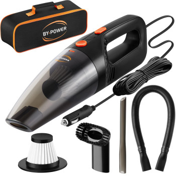 Bypower Car Vacuum Cleaner Portable High Power Mini Handheld Vacuum Cleaner For Wet And Dry Cleaning 12V Dc 16 Ft Cord With