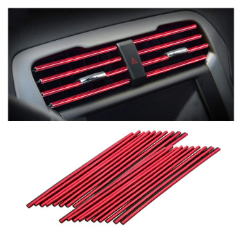 8sanlione 20 Pieces Car Air Conditioner Decoration Strip for Vent Outlet, Universal Waterproof Bendable Air Vent Outlet Trim Decoration, Suitable for Most Air Vent Outlet, Car Accessories (Ice Red)