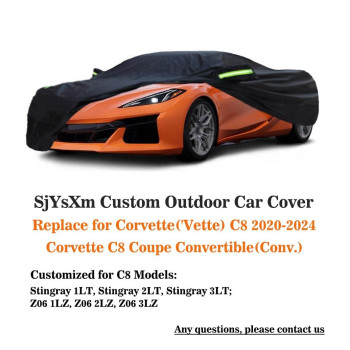 Sjysxm Car Cover Compatible With Chevrolet Corvette C8 20242020 Waterproof All Weather Car Cover With Cotton Lining For Corvet