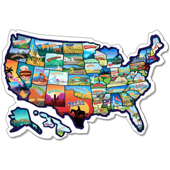 Rv State Sticker Travel Map 25 X 17 Inch Large Usa Sticker Map With 50 Waterproof Us State Stickers Nonfade Door Window W