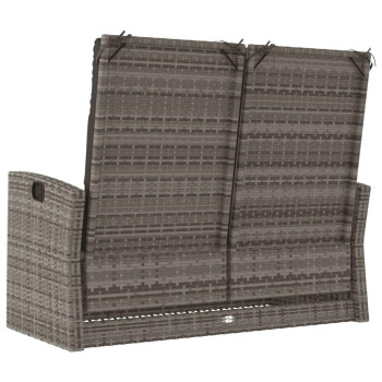 vidaXL Reclining Garden Bench with Cushions Grey 118 cm Poly rattan