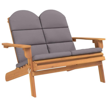 vidaXL Adirondack Patio Bench with Cushions 49.6 Solid Wood Acacia