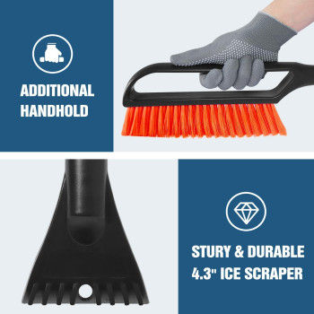 Yeewayveh 35 Ice Scraper For Car Windshield Extendable Snow Brush With Foam Grip Additional Handhold 2 In 1 Detachable S