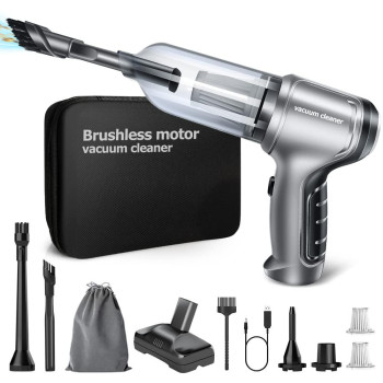 Car Vacuum 15000PA 3 IN 1 Brushless Motor Handheld Vacuum Cordless Rechargeable Portable Mini Wireless Vacuum Cleaner Car Accessories for Men, Women,Car,Desktop Home Cleaning (Silver Grey)