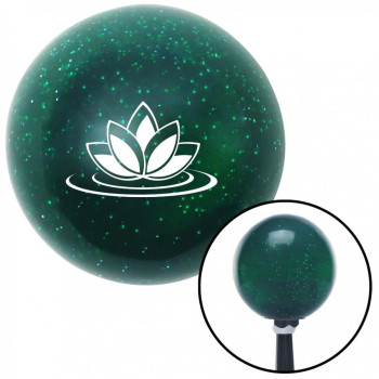 White Flower on Lilypad Green Metal Flake Shift Knob with M16 x 1.5 Insert Shifter Brody