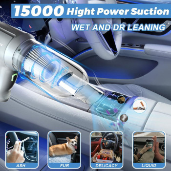 Pifeunt Cordless Vacuum Cleaner For Car 3In1 Powerful Suction Car Vacuum Cleaner15000Pa Rechargeable Portable Mini Vacuum B