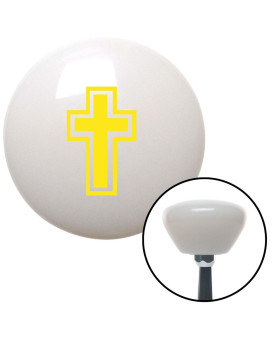 Yellow Christian Cross White Retro Shift Knob with M16 x 1.5 Insert Shifter Auto