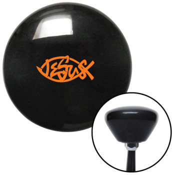 Orange Jesus Fish Black Retro Shift Knob with M16 x 1.5 Insert Shifter Auto Manual Brody