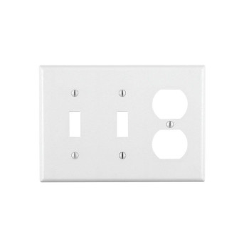 Leviton 88021 3Gang 2Toggle 1Duplex Device Combination Wallplate Standard Size Thermoset Device Mount White