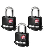 Master Lock 311Tri Keyed Alike Laminated Steel Padlock 3Pack Black