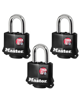 Master Lock 311Tri Keyed Alike Laminated Steel Padlock 3Pack Black