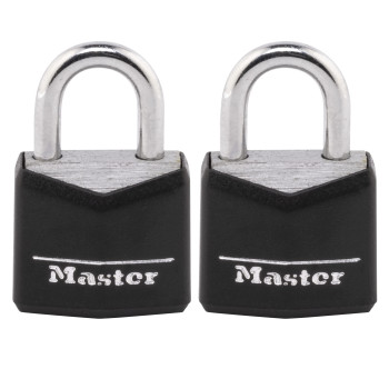 Master Lock 121T Padlock Covered Aluminum Lock 34 In W Black 1Pack 2Count