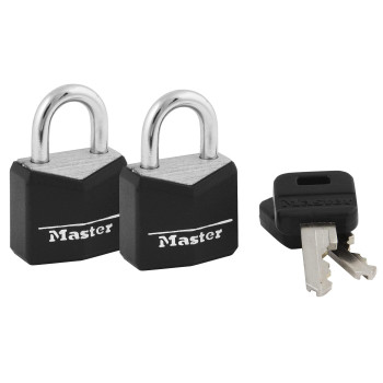 Master Lock 121T Padlock Covered Aluminum Lock 34 In W Black 1Pack 2Count