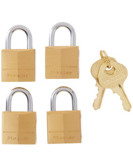 Master Lock Padlock Solid Brass Lock 34 In Wide 120Q Pack Of 4Keyed Alike