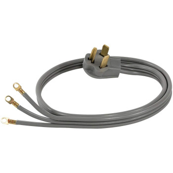 Certified Appliance Accessories 30Amp Appliance Power Cord 3 Prong Dryer Cord 3 Wires With Eyelet Connectors 4 Feet Copper