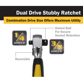 Titan 11050 14Inch And 38Inch Dual Drive X 512Inch 72Tooth Dual Head Stubby Ratchet