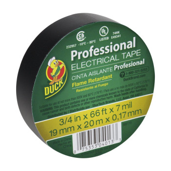 Duck Brand 393119 Professional Electrical Tape 075Inch By 66Feet Single Roll Black