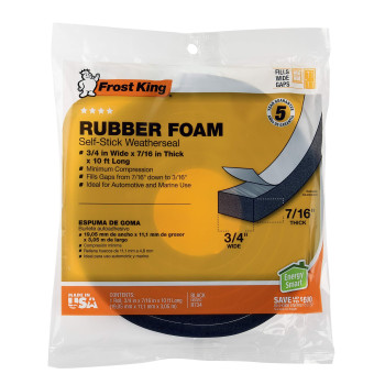 Frost King R734H Sponge Rubber Foam Tape 34 W X 716 H X 10 L Black