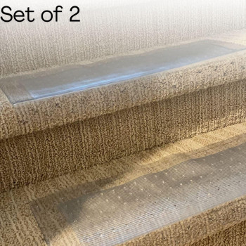 Clear Stair Treads Carpet Protectors Set Of 224 X 8 Inches Slip Resistant With Gripper Teeth Transparent Vinyl Treads For Car