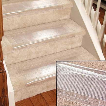 Clear Stair Treads Carpet Protectors Set Of 224 X 8 Inches Slip Resistant With Gripper Teeth Transparent Vinyl Treads For Car