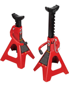 Big Red T42002A Torin Steel Jack Stands Double Locking 2 Ton 4 000 Lb Capacity Red 1 Pair