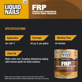 Liquid Nails Fiberglass Reinforced Panel Adhesive Frp310 35 Gal White 35 Gallon