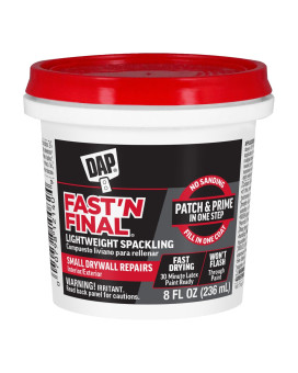 Dap 12140 Fast N Final Interior Exterior Spackle 12Pint White 8 Fl Oz Pack Of 1