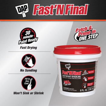 Dap 12140 Fast N Final Interior Exterior Spackle 12Pint White 8 Fl Oz Pack Of 1