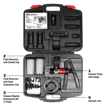 Powerbuilt Vacuum Pump Set With Hoses Repair Components And Hydraulic Systems Hoses Reservoir And Adaptors Bleed Air And Sip