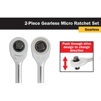 Titan 18202 2Piece 14Inch And 38Inch Drive Gearless Micro Ratchet Set