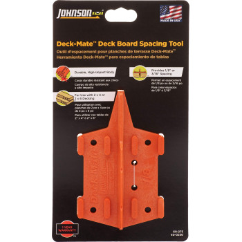 Johnson Level Tool 60275 Deck Mate Deck Board Spacing Tool Orange 1 Level