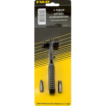 Enkay 3653 Offset Ratcheting Screwdriver Set Carded 3Piece