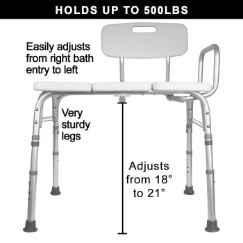 Carex Shower Bench Seat For Seniors Bathtub Transfer Bench Elderly Disabled Tub Transfer Bench With Height Adjustable Legs