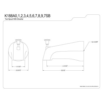 Kingston Brass K188A8 Designer Trimscape Showerscape 5Inch Tub Spout With Diverter Brushed Nickel