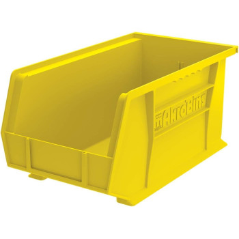 Akromils 30240 Akrobins Plastic Hanging Stackable Storage Organizer Bin 15Inch X 8Inch X 7Inch Yellow 12Pack