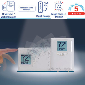 Lux Pro Psdh121B Nonprogrammable Thermostat Heat Pump Only 2 Heat 1 Cool Batteries Included