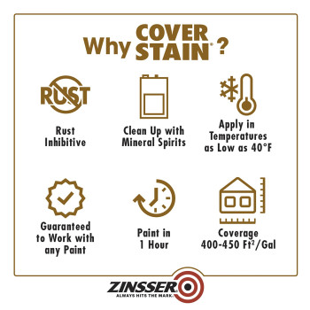 Rustoleum Zinsser 03504 Cover Stain Interiorexterior Oil Primer Sealer 1Quart White