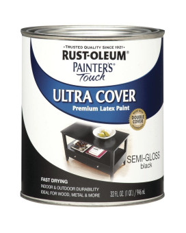 Rustoleum 1974502 Painters Touch Latex Paint Quart Semigloss Black 32 Fl Oz Pack Of 1