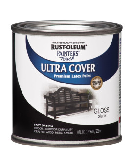 Rustoleum 1979730 Painters Touch Latex Paint Half Pint Gloss Black 8 Fl Oz Pack Of 1