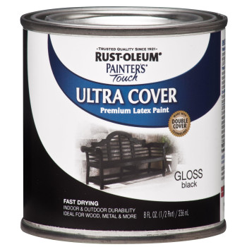 Rustoleum 1979730 Painters Touch Latex Paint Half Pint Gloss Black 8 Fl Oz Pack Of 1